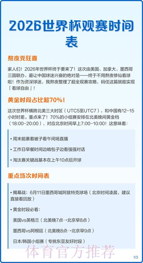 2026世界杯全程直播指南：最全赛程安排与观赛攻略